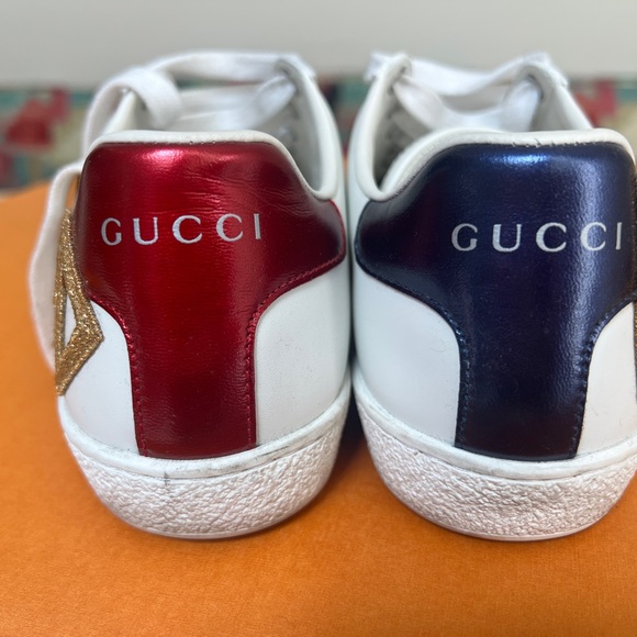 Gucci Ace Embroidered Loved Sneakers size 37 Red Blue FREE SHIP$629 Retail! - Picture 2 of 5